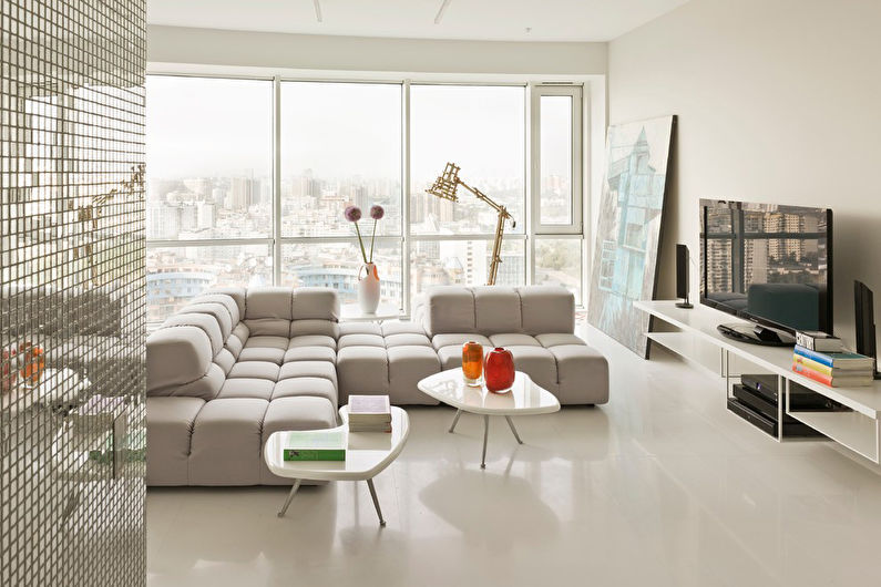 The combination of colors in the interior of the living room - Neutral shades