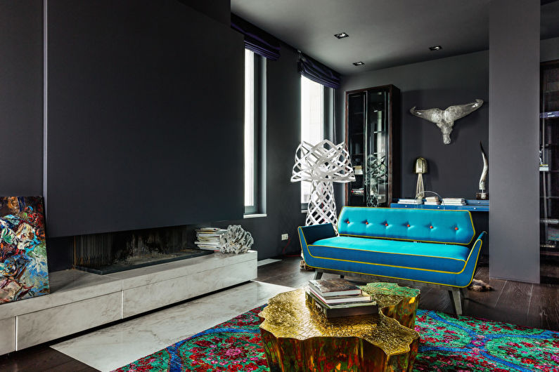 The combination of colors in the interior of the living room - photo