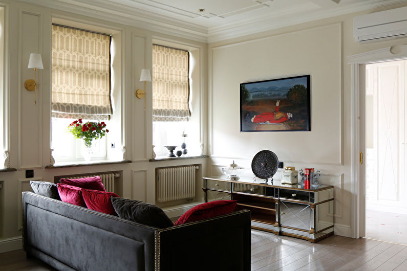 De combinatie van kleuren in het interieur van de woonkamer - foto