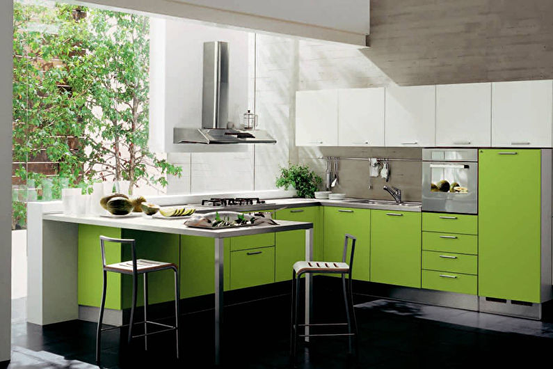 The combination of colors in the interior of the kitchen - Warm combinations