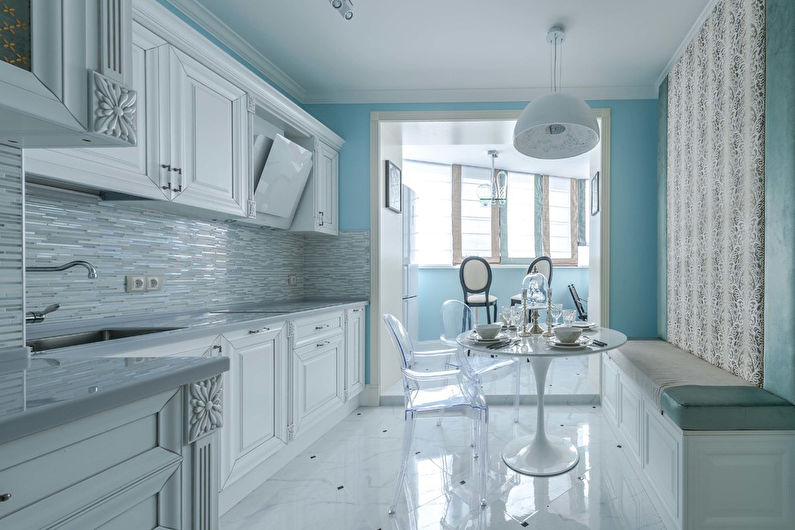 The combination of colors in the interior of the kitchen - Cold combinations