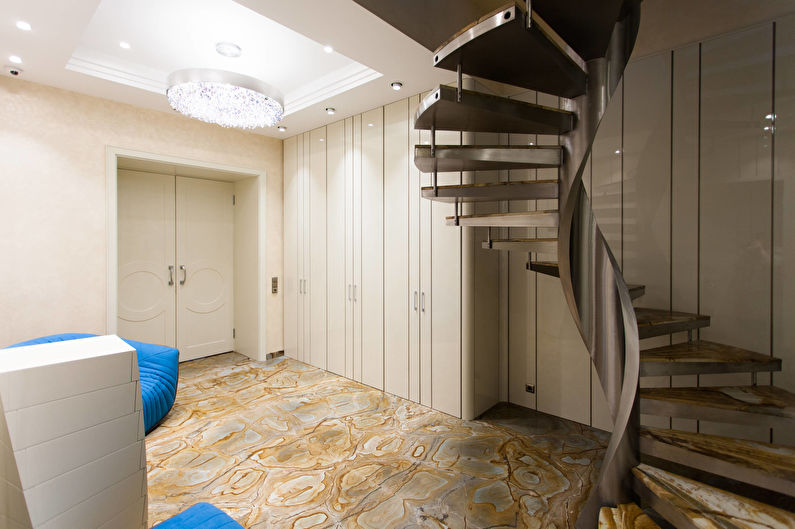 Plasterboard ceiling in the hallway - photo