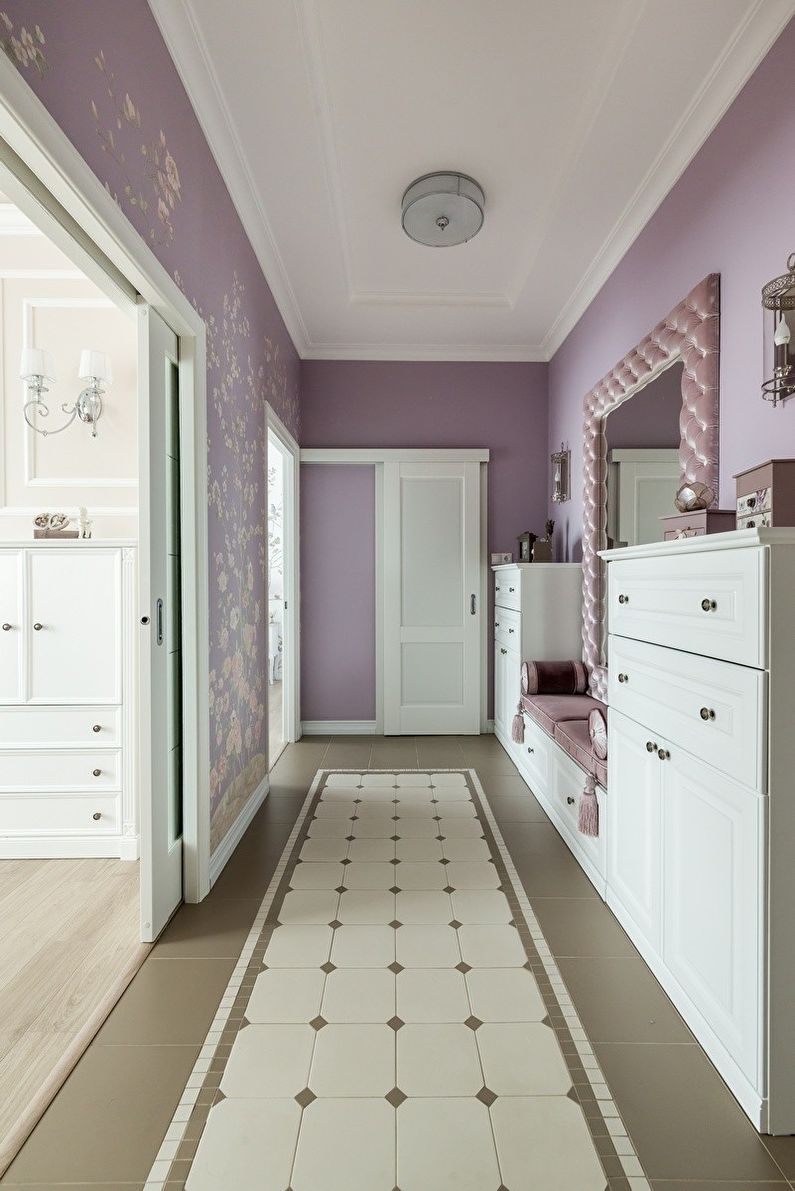 Plasterboard ceiling in the hallway - photo