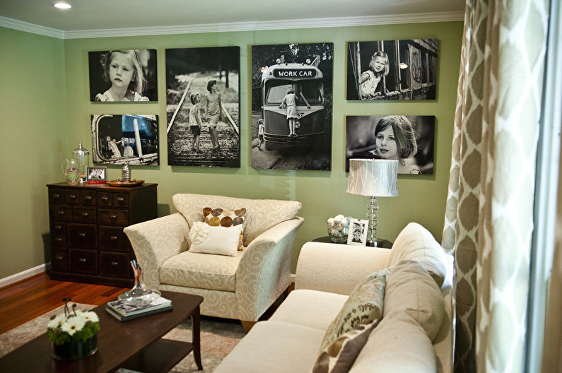 Pistachio color in the living room interior - Design photo