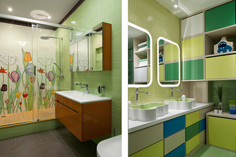 Pistachio color in the interior of the bathroom - Design photo