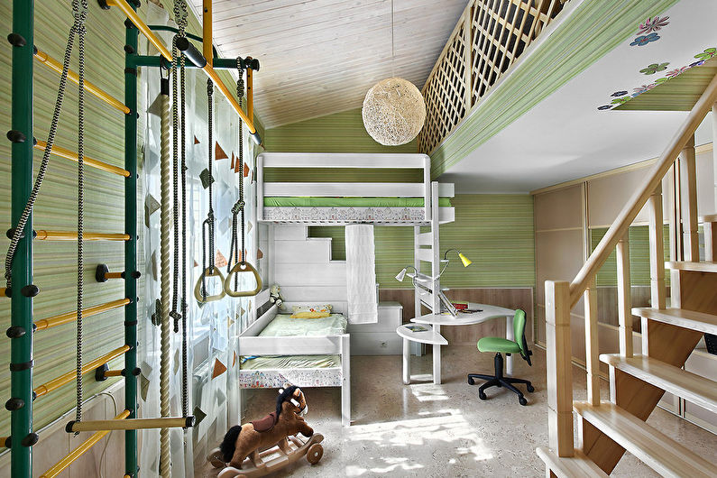 Pistachio color in the interior of a children's room - Design photo