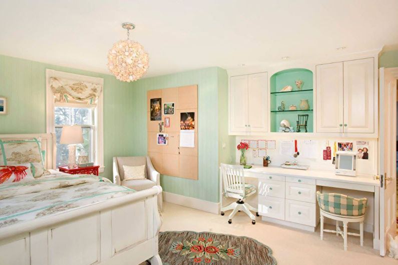 Pistachio color in the interior of a children's room - Design photo