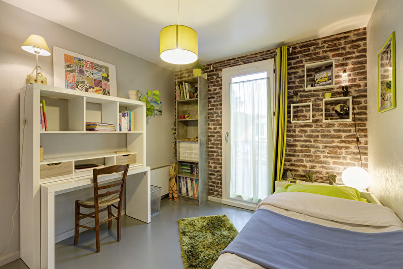 Behang onder een steen in het interieur van een kinderkamer - Designfoto