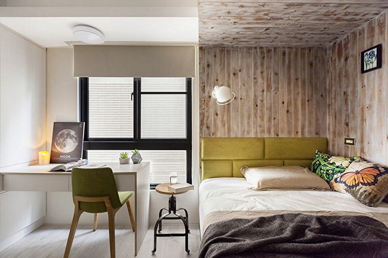 Dormitorio 10 m2 en estilo ecológico - Diseño de interiores