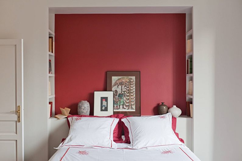 Dormitorio rojo de 10 metros cuadrados - Diseño de interiores