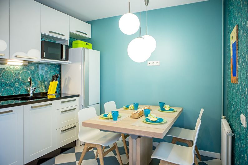 Cuisine turquoise 10 m2 - Design d'intérieur