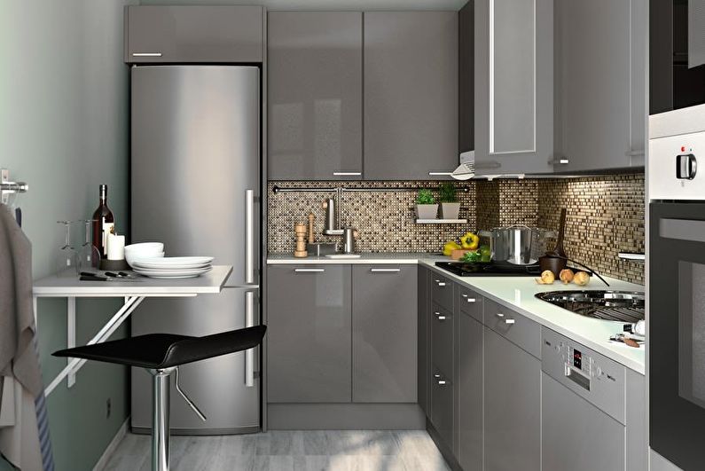 Design de interiores da cozinha 10 m² - Foto