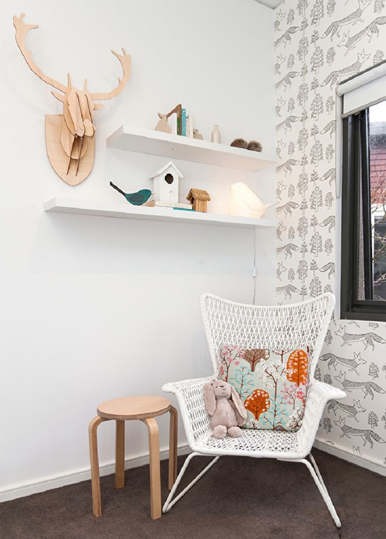 Fondo de pantalla en blanco y negro en el interior de una habitación infantil - Foto de diseño