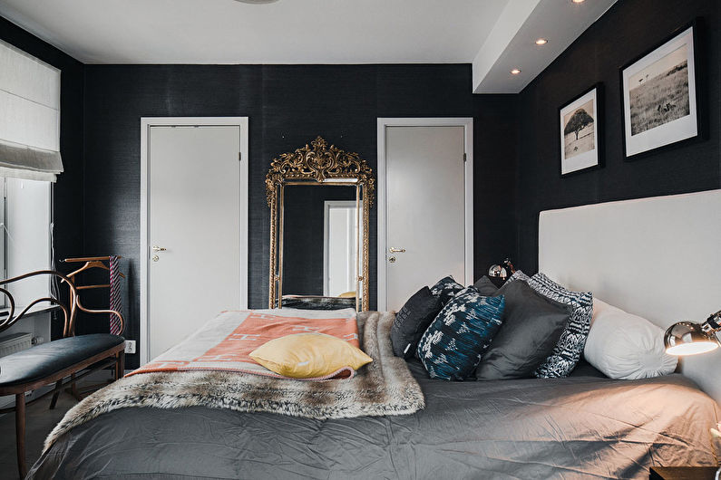 Chambre noire dans un style moderne - Design d'intérieur