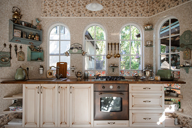 Interieur design keuken in de stijl van shabby chic - foto