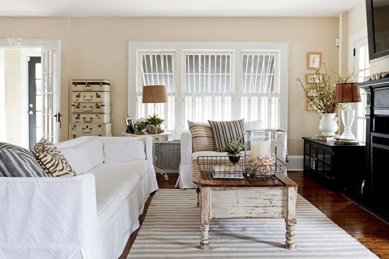 Interior design living room in the style of shabby chic - photo