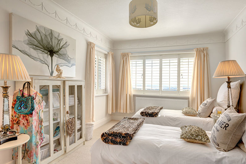 Interior design bedroom in the style of shabby chic - photo