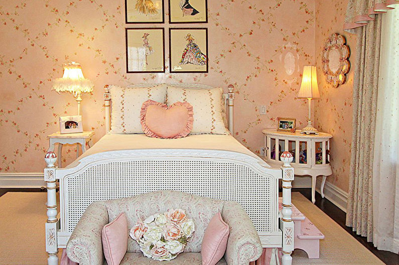 Interior design bedroom in the style of shabby chic - photo