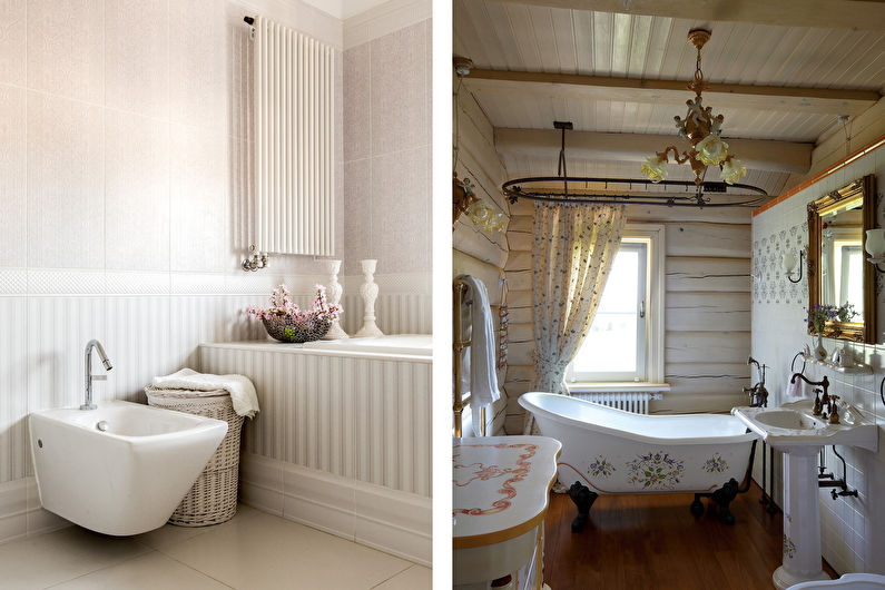 Diseño interior de un baño al estilo shabby chic - foto