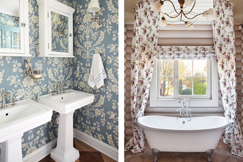 Diseño interior de un baño al estilo shabby chic - foto