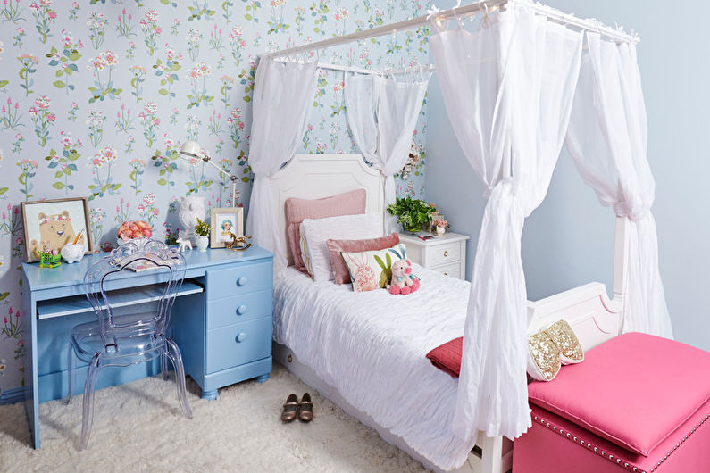 Projekt wnętrza pokoju dziecięcego w stylu shabby chic - zdjęcie