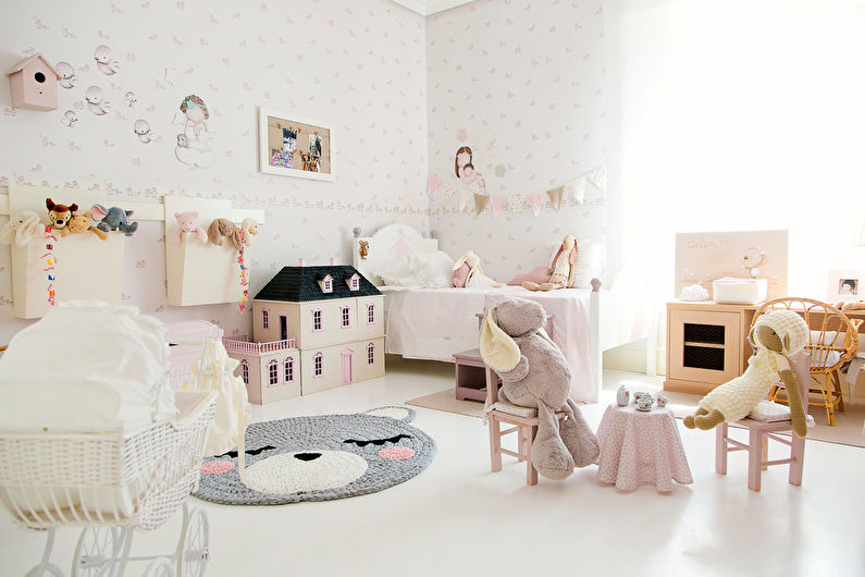 Interior design of a baby room in the style of shabby chic - photo