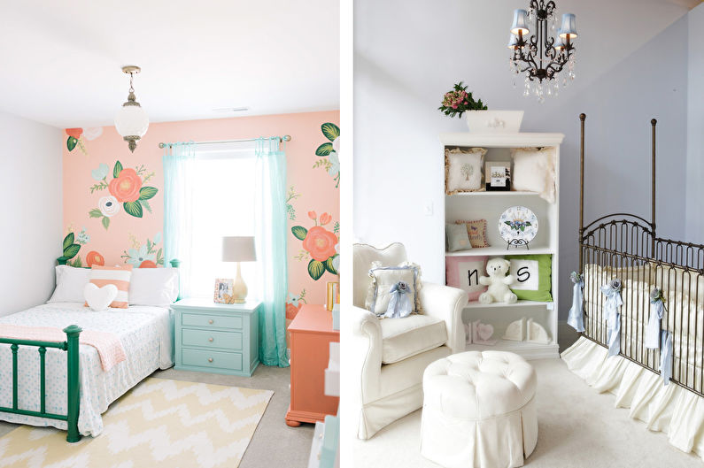 Diseño interior de una habitación para bebés al estilo shabby chic - foto