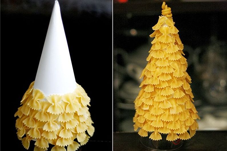 Artesanato de macarrão de Natal DIY - árvore de Natal