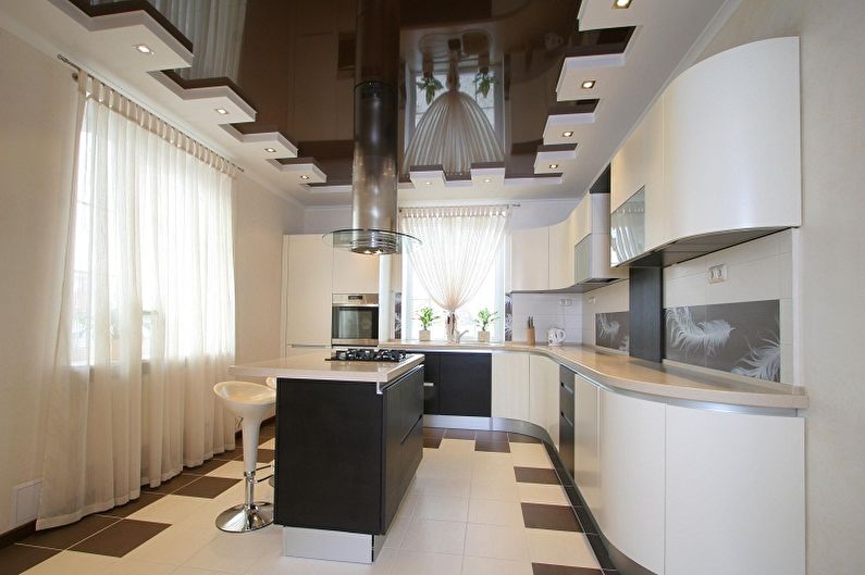 Soffitto in cartongesso a due livelli in cucina