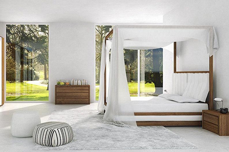 Cama de dossel em diferentes estilos interiores