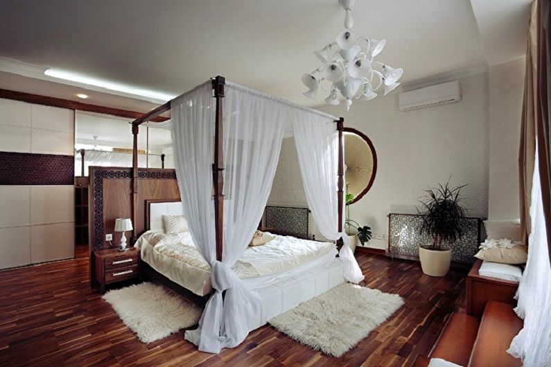 Four poster bed in different interior styles