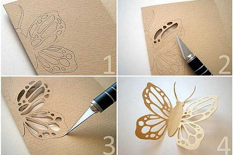 Mga Do-it-yourself butterflies sa dingding - Papel at karton na butterflies