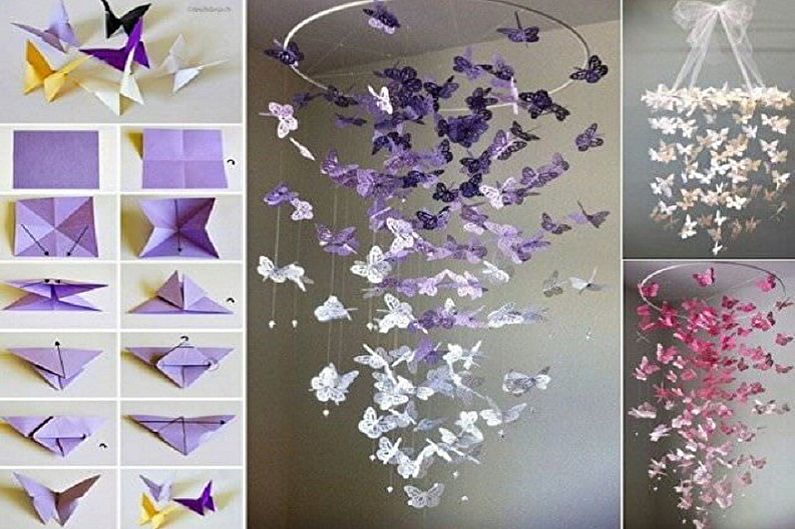 Những con bướm tự làm trên tường - Bướm giấy origami