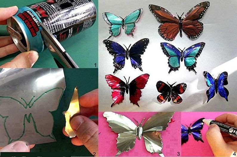 Do-it-yourself Fluturi pe un perete - Tin Butflflies