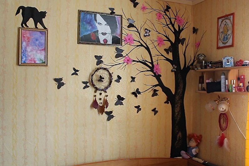 Butterflies on the wall - photo decor