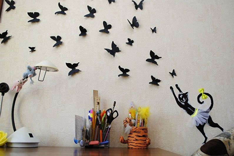 Butterflies on the wall - photo decor