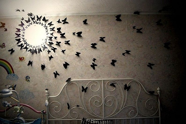 Butterflies on the wall - photo decor