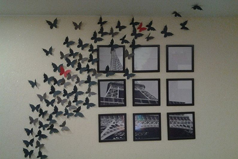 Butterflies on the wall - photo decor