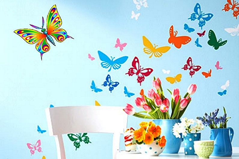 Butterflies on the wall - photo decor