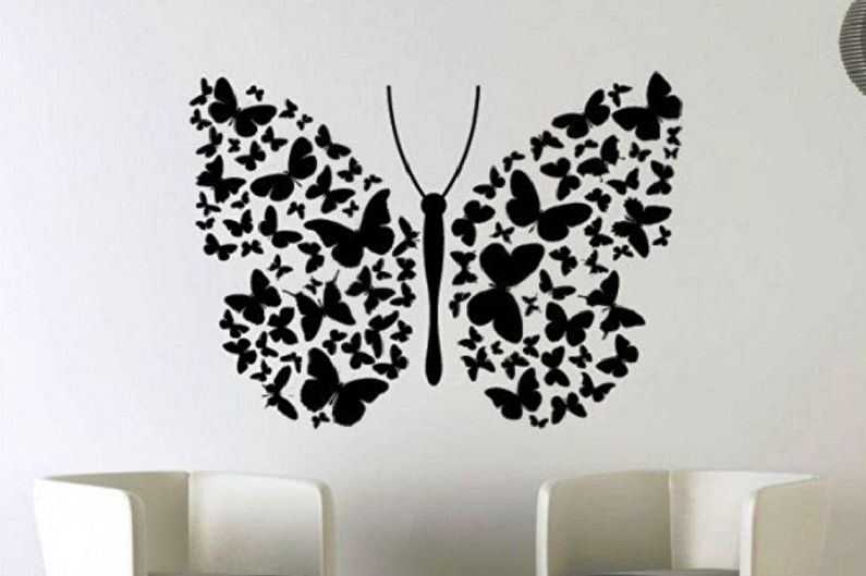 Butterflies on the wall - photo decor