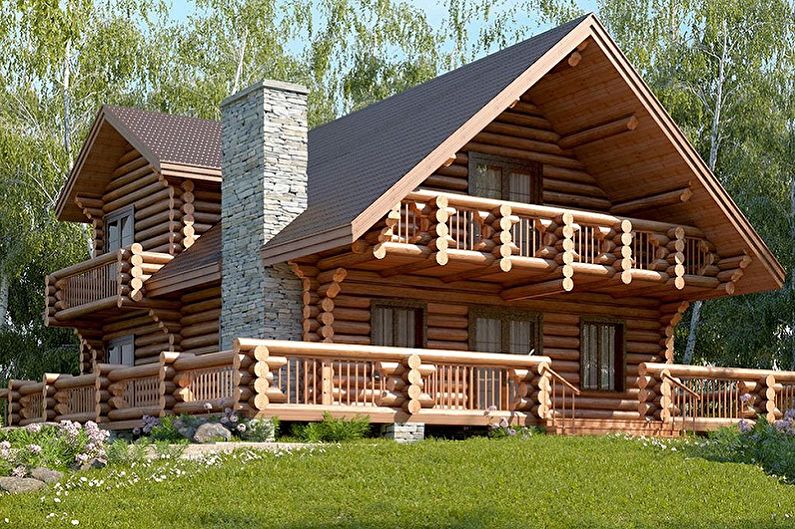 Mga modernong proyekto ng mga house log - Chalet style log house