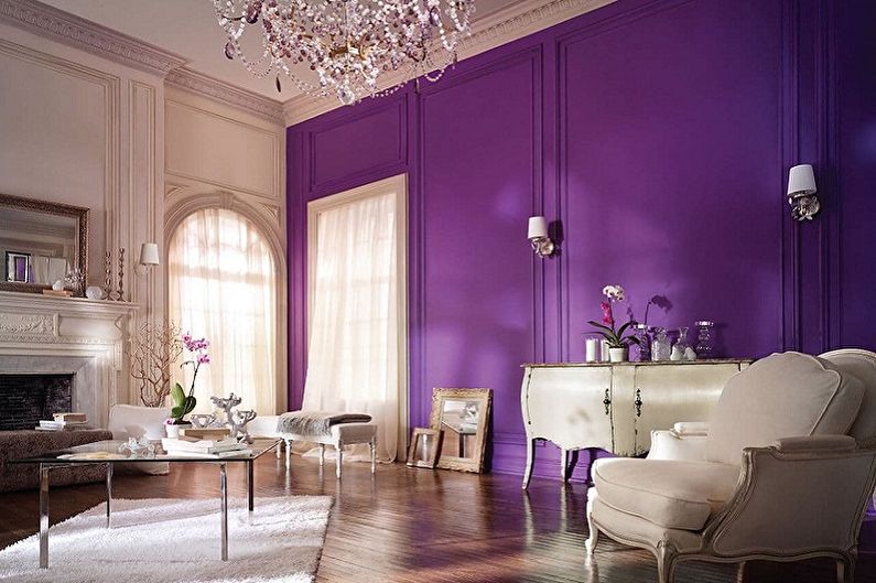 Com que cores o roxo combina com - Living Room Design