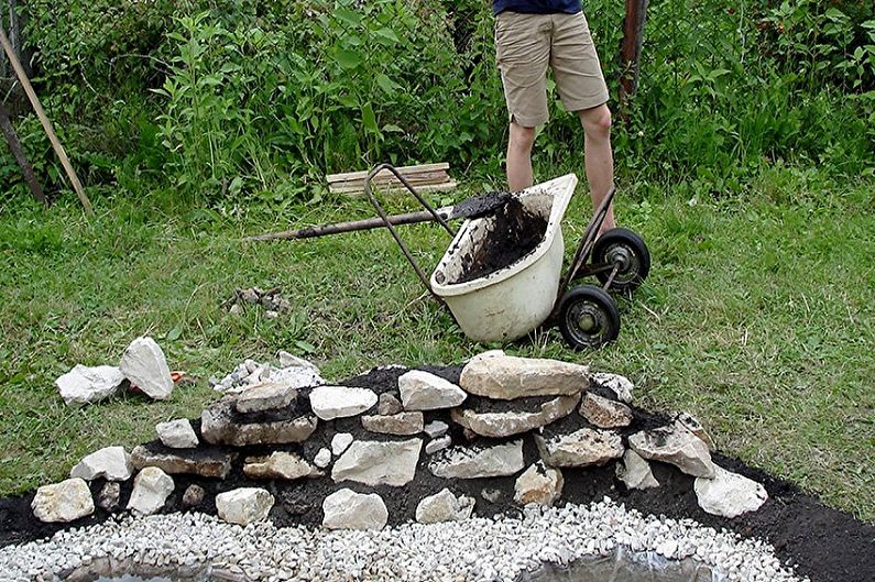 DIY Alpine slide with a waterfall and a pond - Making an artificial waterfall with a pond