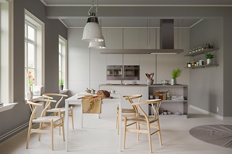 Design interior de bucătărie în stil scandinav - fotografie