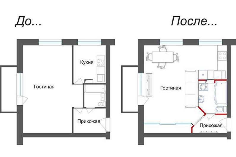 Herontwikkeling van een studio-appartement in Chroesjtsjov - Project 1