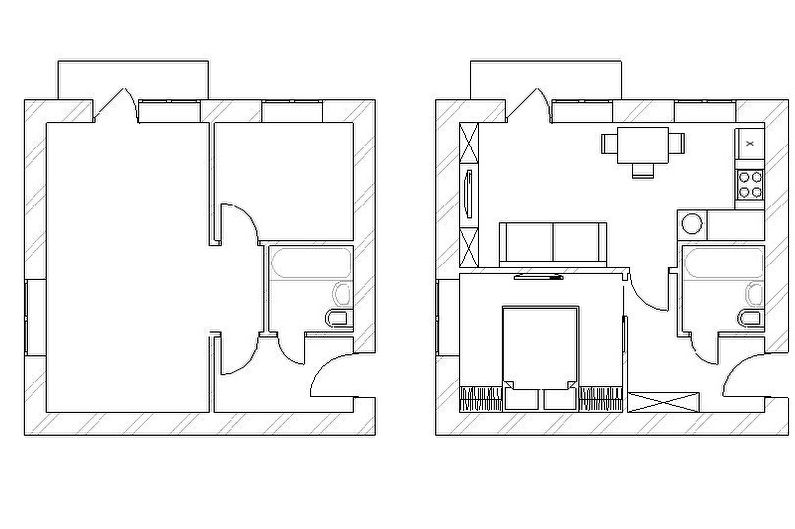 Reabilitarea unui apartament studio în Hrușciov - Proiect 2