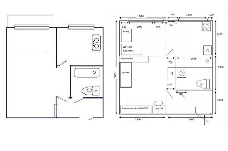 Sanierung eines Studio-Apartments in Chruschtschow - Projekt 2