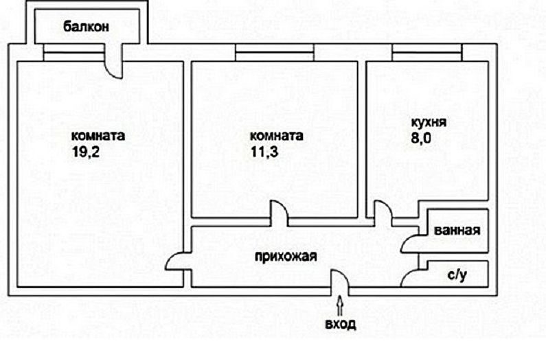 Sanácia dvojizbového bytu v Chruščove - Projekt 1