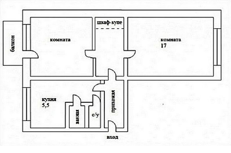 Rehabilitació d'un apartament de dues habitacions a Khrusxov - Projecte 3