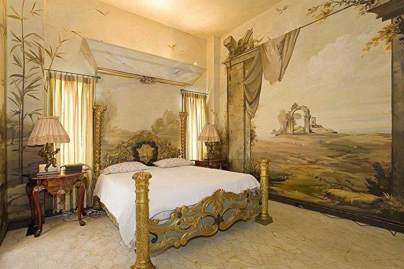 Affresco sul muro all'interno della camera da letto